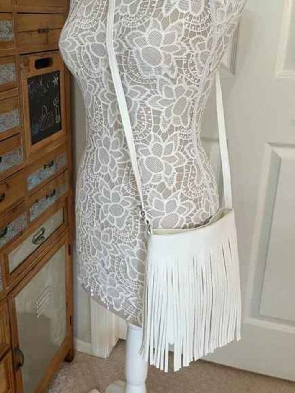 Fringe / Tassel - Crossbody Bag - White - Vintage Style- Boho - 70's - NWT
